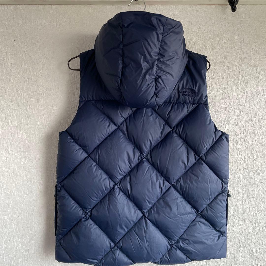 極美品THE NORTH FACE フード付きダウンベスト ネイビー