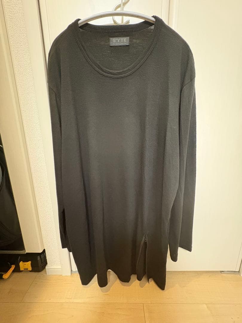 ウール混ジップフライ クルーネックTシャツ