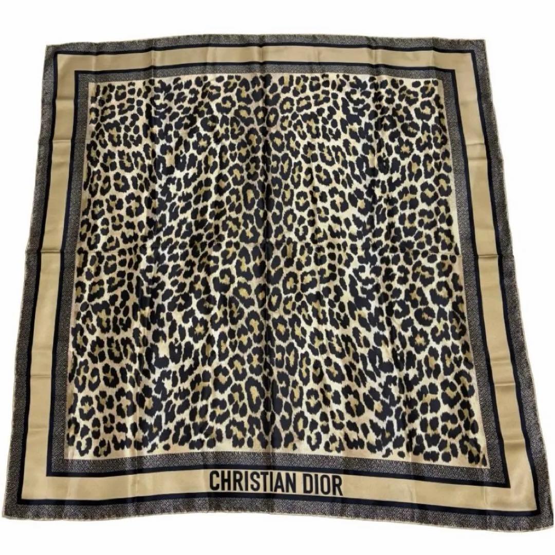 Christian Dior クリスチャンディオール 豹柄 スクエアスカーフ