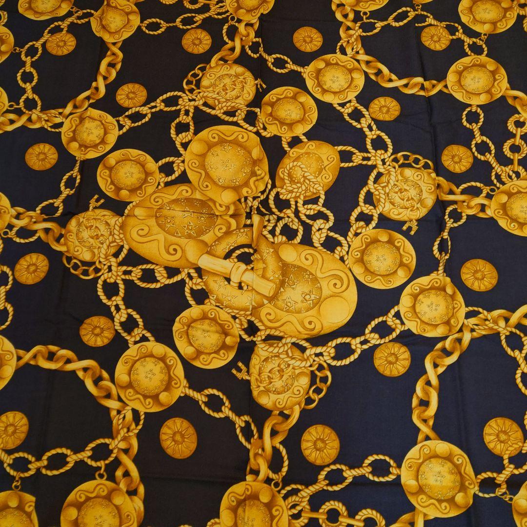 CELINE 大判ストール ネイビー/ゴールド