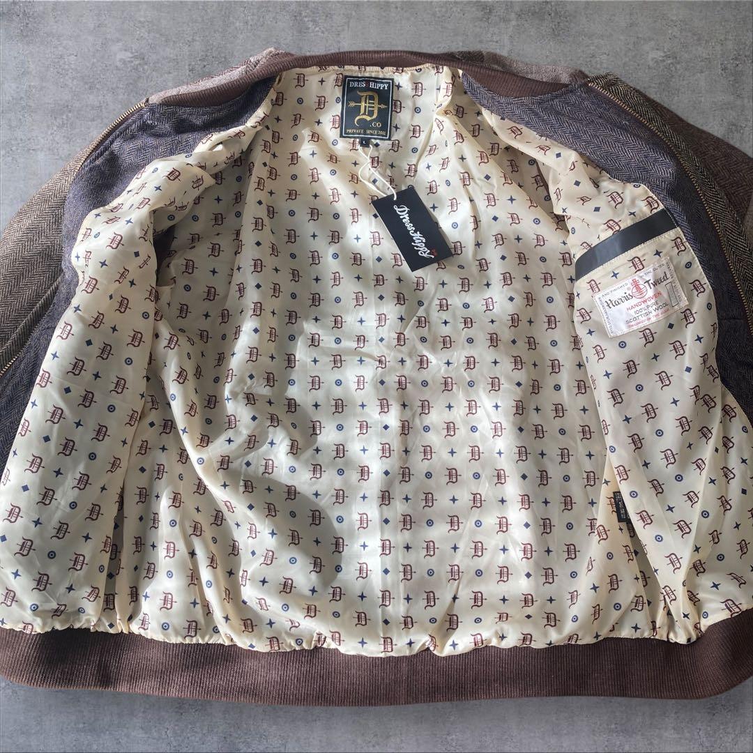 【新品タグ付】ハリスツイード ダービージャケット パッチワーク ブラウンミックス