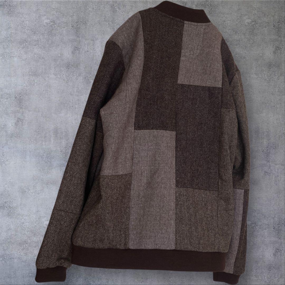 【新品タグ付】ハリスツイード ダービージャケット パッチワーク ブラウンミックス