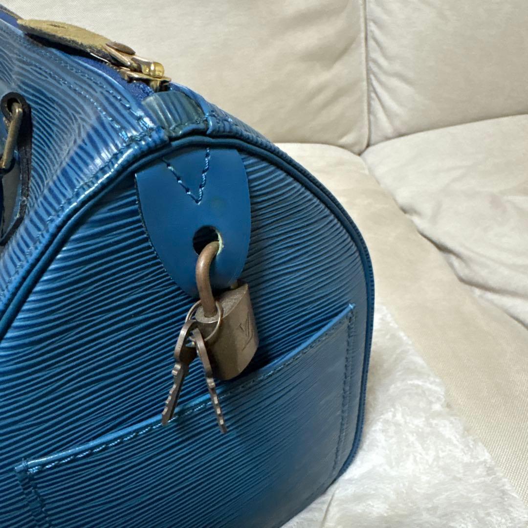 Louis Vuitton エピレザー ボストンバッグ 青