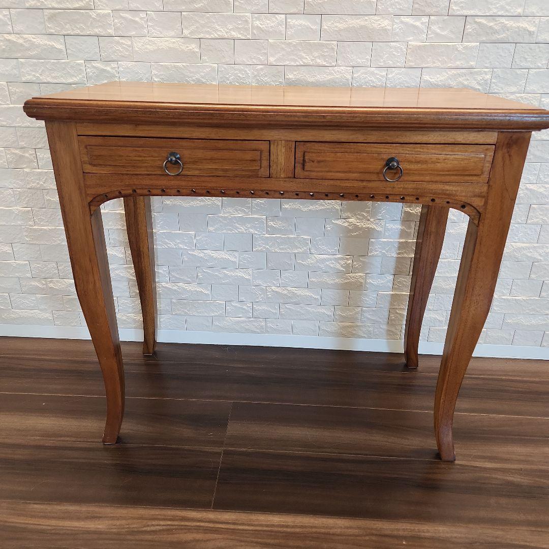 チーク 無垢材 アンティーク風 猫脚 コンソールテーブル