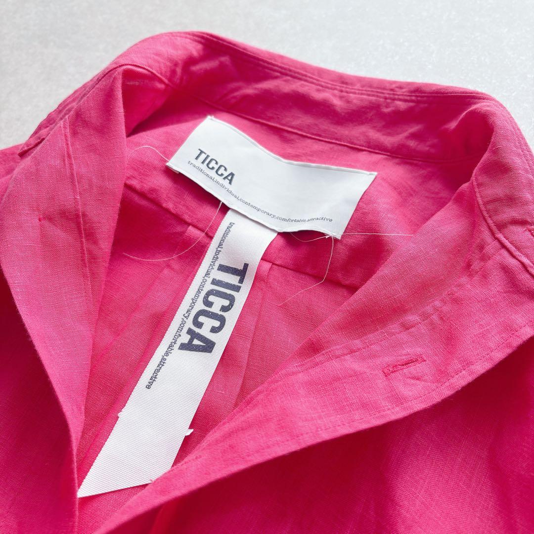 未使用★TICCA｜定価2,5万 24SS リネン半袖エンブロイダイリーシャツ