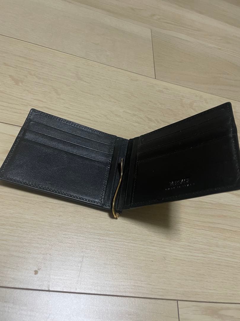 VERSACE ブラックレザー マネークリップ
