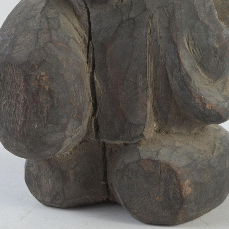 時代木彫　大黒天像　置物　書付時代箱　C　9877