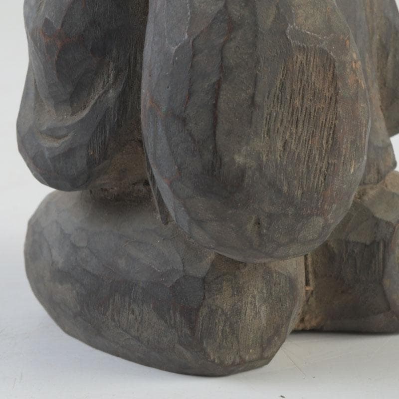 時代木彫　大黒天像　置物　書付時代箱　C　9877