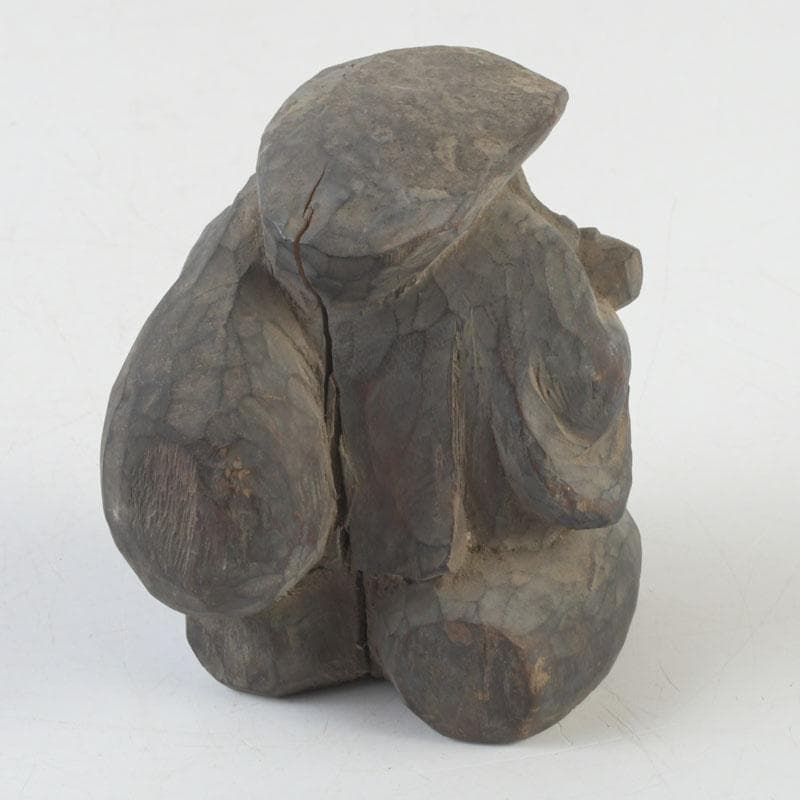 時代木彫　大黒天像　置物　書付時代箱　C　9877