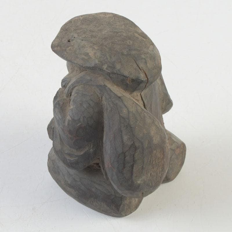 時代木彫　大黒天像　置物　書付時代箱　C　9877