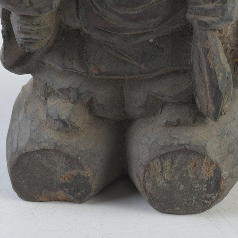 時代木彫　大黒天像　置物　書付時代箱　C　9877