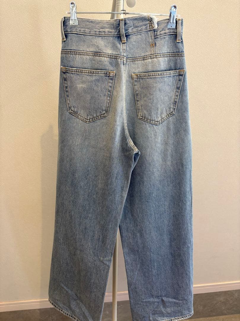 【美品】【今季完売品】MOUSSY クロスウエストワイドストレートデニム