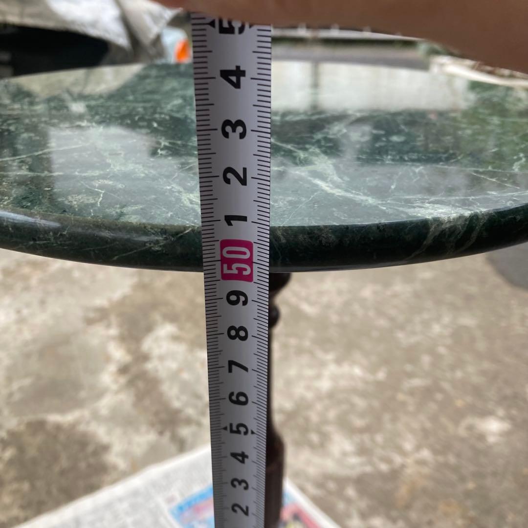 サイドテーブル　大理石　丸型　グリーン系　家具　インテリア　レトロ　モダン