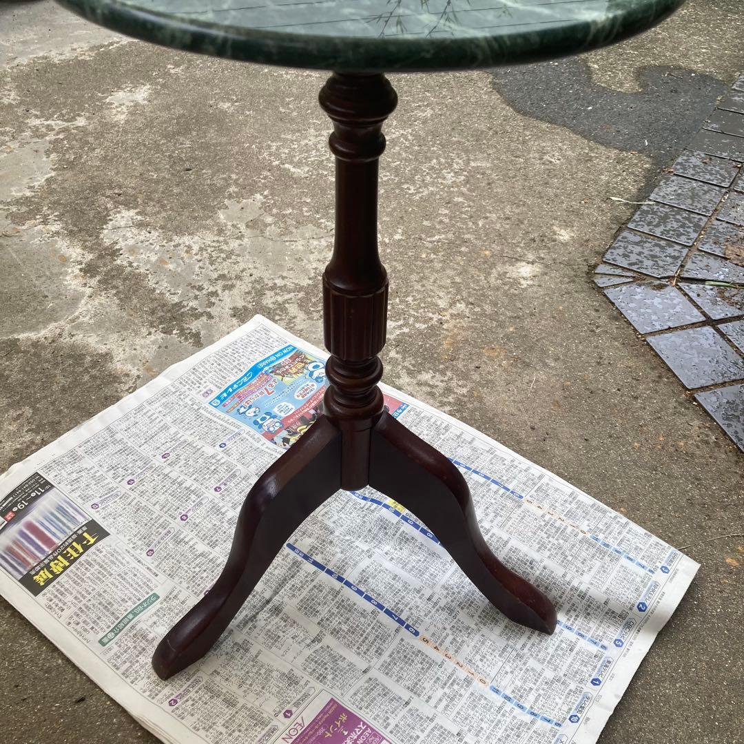 サイドテーブル　大理石　丸型　グリーン系　家具　インテリア　レトロ　モダン