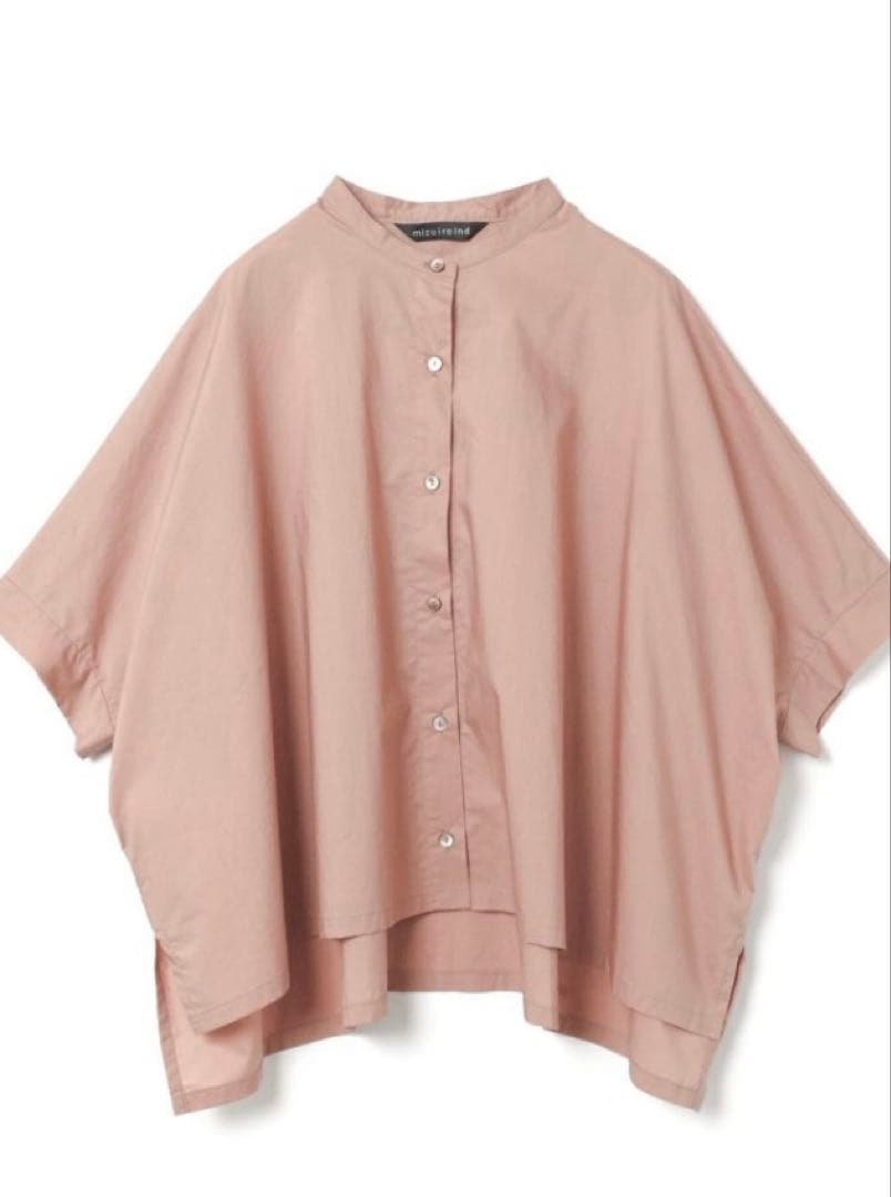 mizuiro ind スタンドカラーワイドシャツ　ピンク