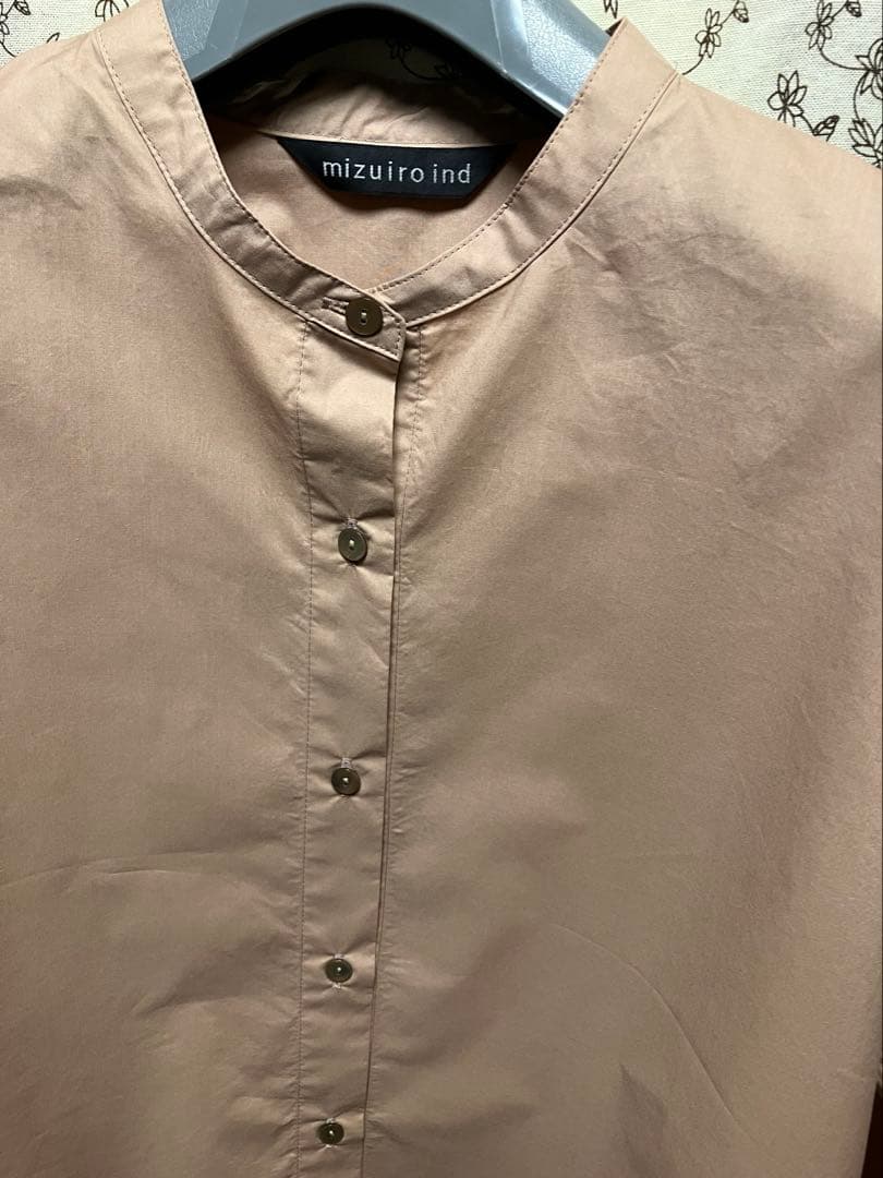 mizuiro ind スタンドカラーワイドシャツ　ピンク