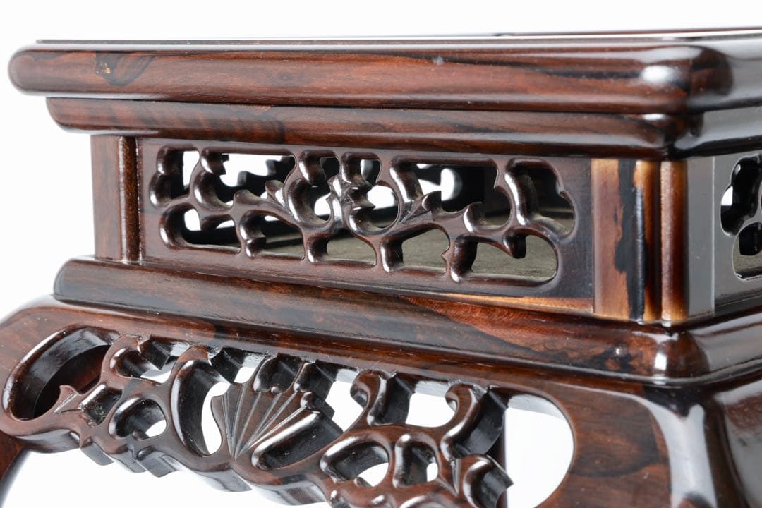 中国美術 香炉台 花台 紫壇 唐木 天然木 飾台 茶道具 四方台