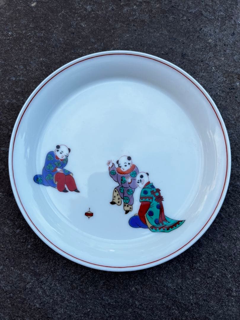 有田焼　香蘭社　唐子あそび　4枚セット　アンティーク