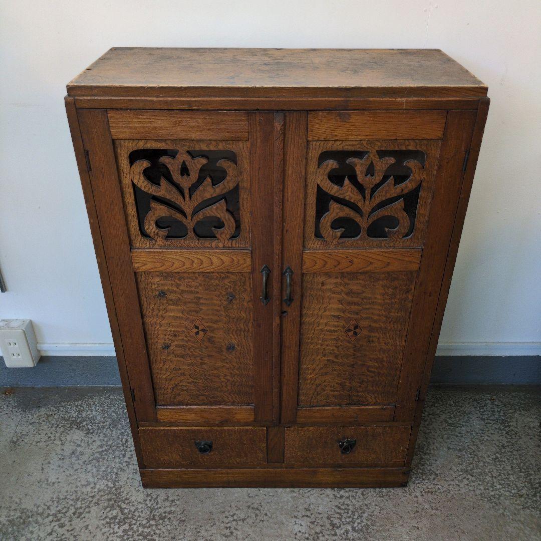 希少　アンティーク　棚　シェルフ　木製 本棚　食器棚