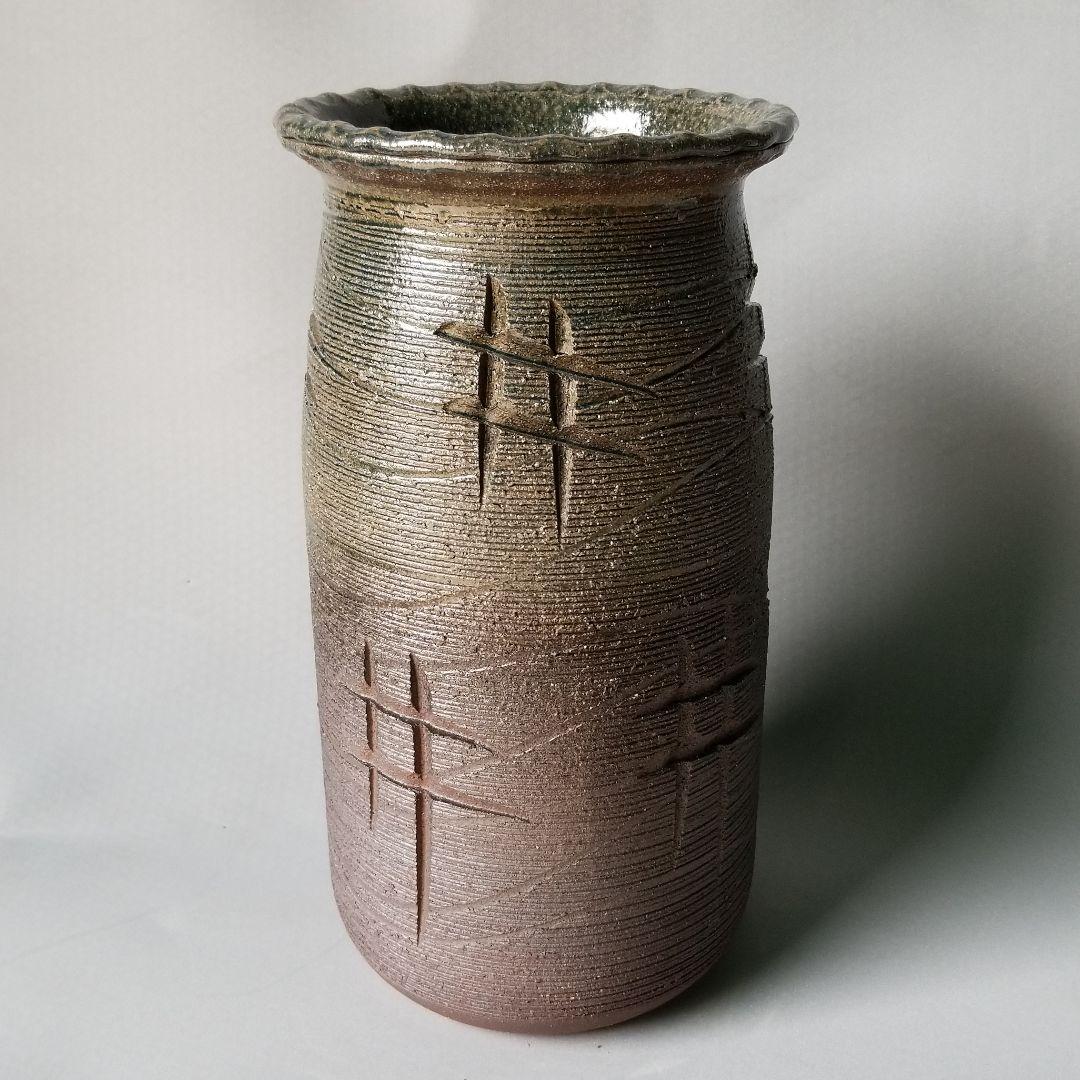 信楽焼傘立て  黒窯変 高さ４４cm