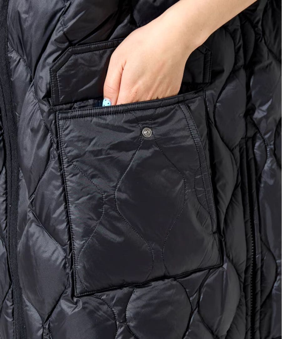 【TAION】別注フード ミドル丈 ソフト ダウンコート　ブラック