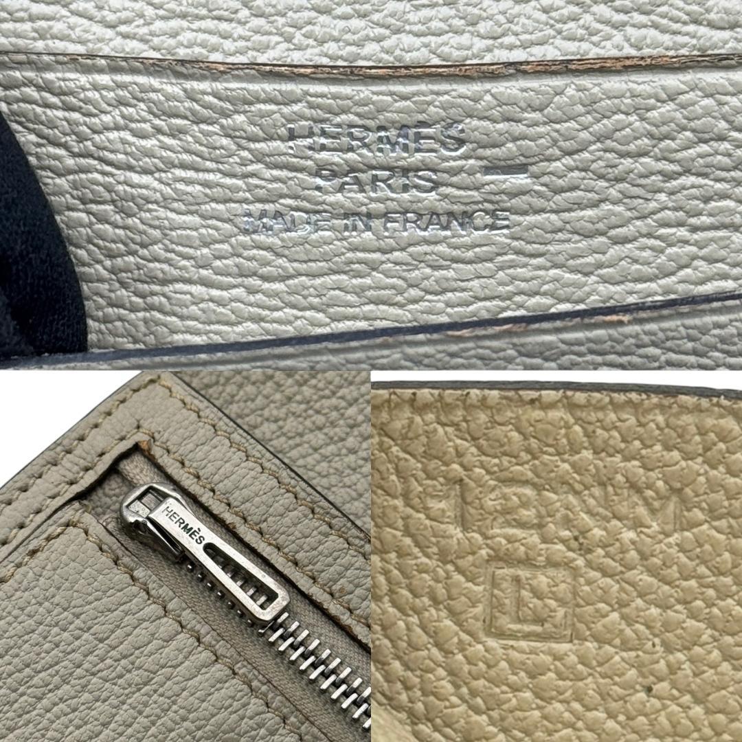 【極美品】エルメス ベアンコンパクト リザードレザー シルバー金具 □L刻印