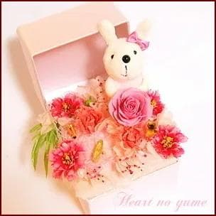 プリザーブドフラワーオルゴール　ウサギのぬいぐるみ アンジェラ・アキ 手紙