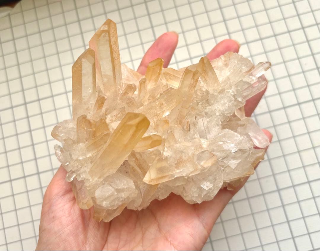 タンジェリンクォーツ　クラスター　大きめ　Lサイズ　ブラジル　コリント産