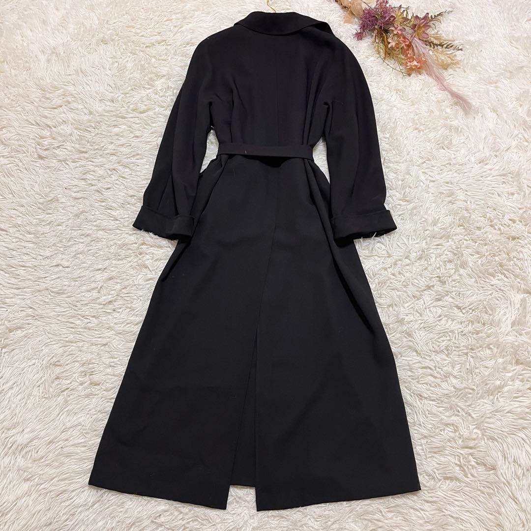 【美品】マックスマーラ　白マグ　薄手　コート　羽織り　ベルト　ロング丈　黒　高級