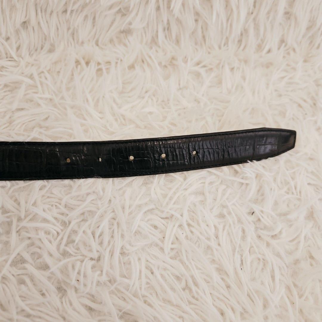 美品 Felisi フェリージ ベルト クロコ 型押し レザー 本革 黒