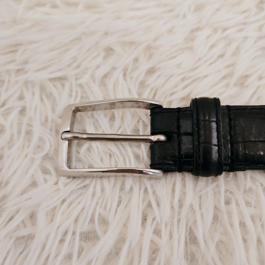 美品 Felisi フェリージ ベルト クロコ 型押し レザー 本革 黒