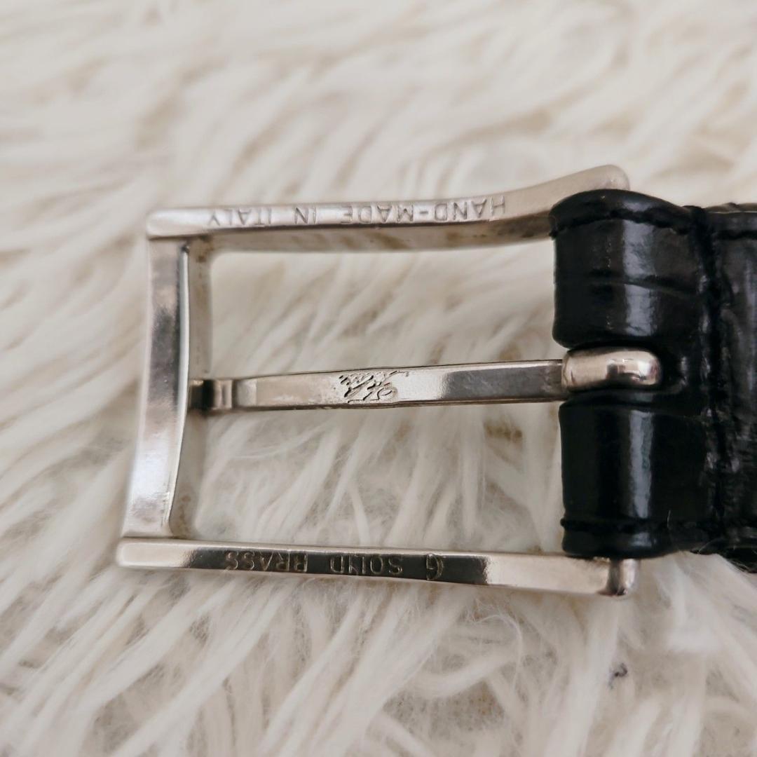 美品 Felisi フェリージ ベルト クロコ 型押し レザー 本革 黒