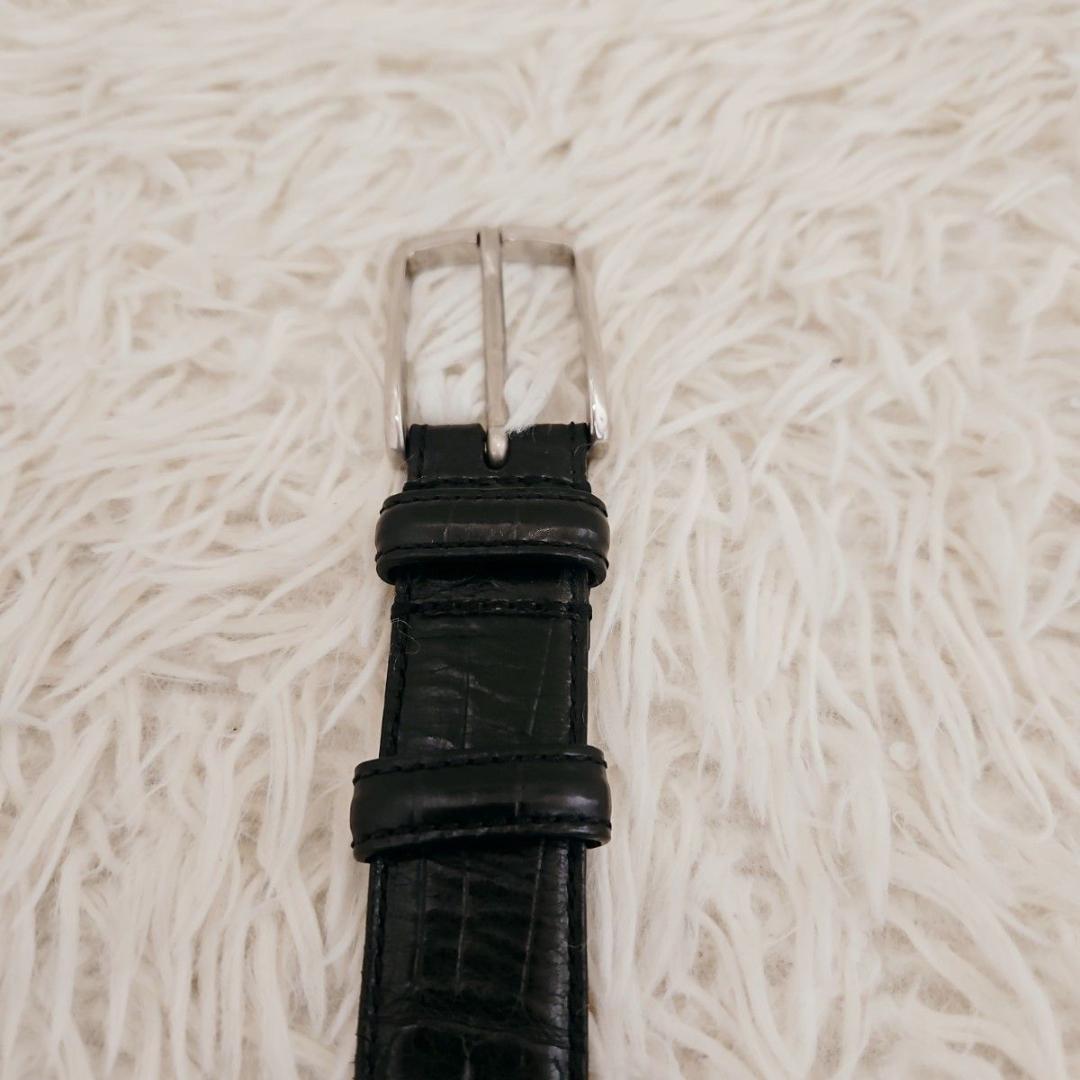 美品 Felisi フェリージ ベルト クロコ 型押し レザー 本革 黒