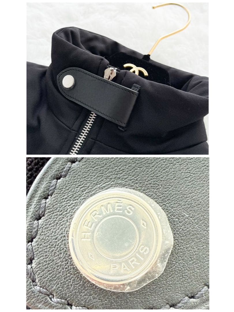 未使用品 HERMES ダウンベスト ジレ シェーヌダンクル裏地 ブラック 34