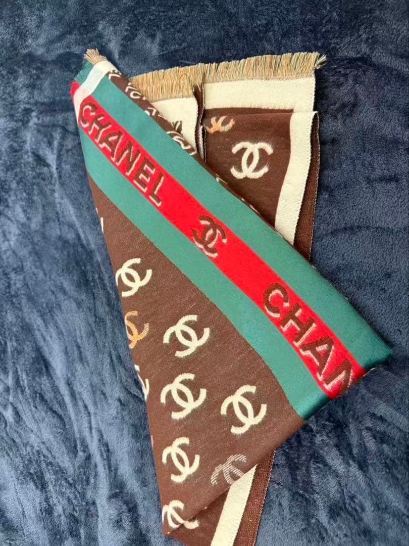 CHANEL シャネル ココマーク 大判ストール／マフラー ブラウン系