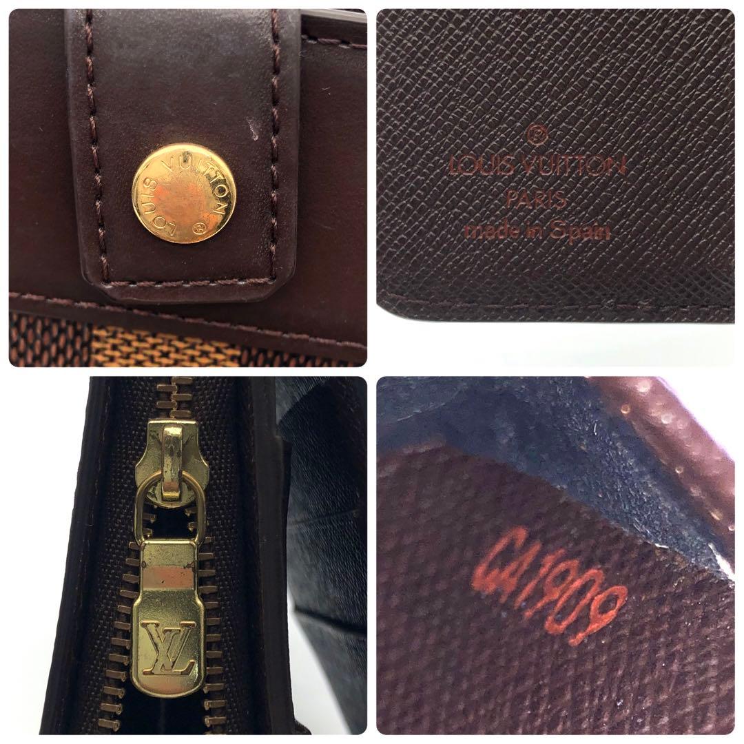 ルイヴィトン ダミエ コンパクトジップ 二つ折り財布 ブラウン レディース