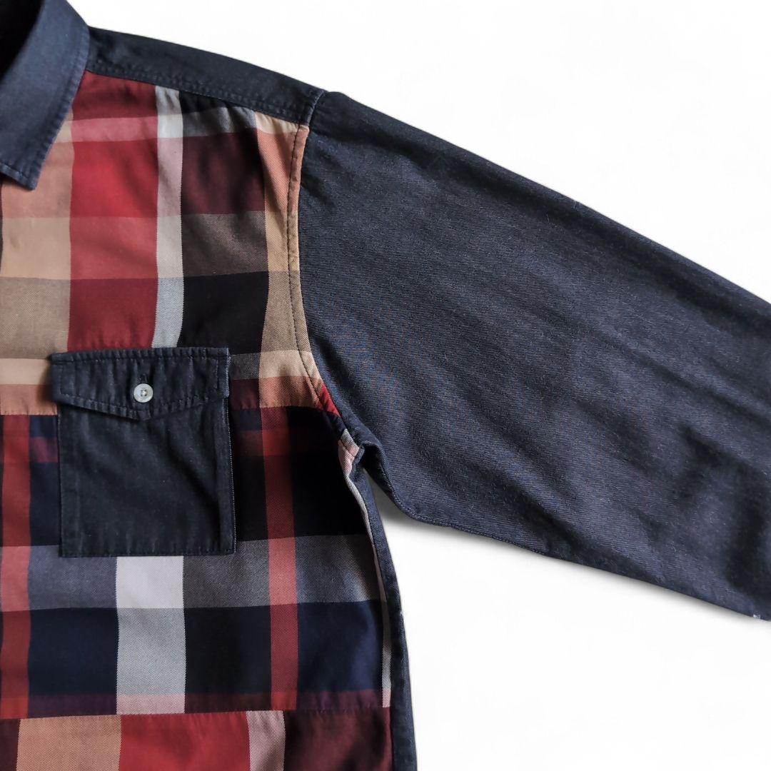 美品 クレストブリッジ 前面チェック デニム 長袖シャツ L インディゴ