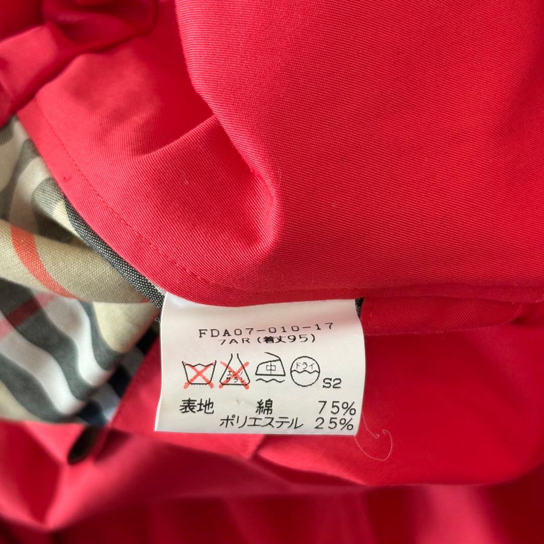 BURBERRY バーバリー　金ボタン　ノバチェック　ステンカラーコート　レッド