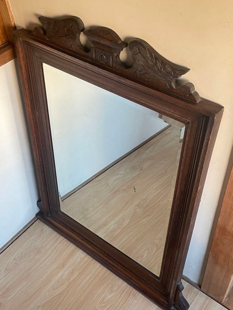 鏡 壁掛け ウォールミラー　アンティーク　木製　ヴィンテージ