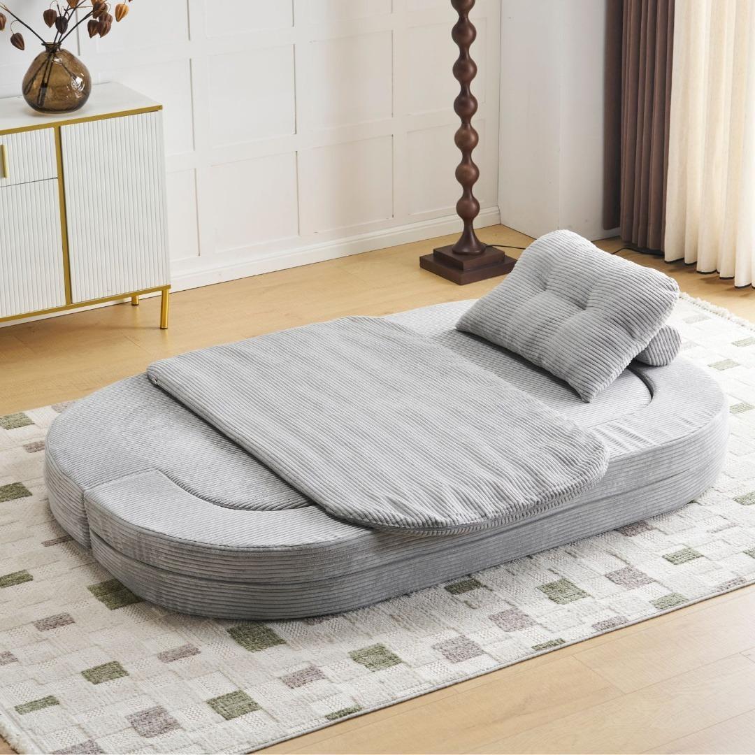 ソファベッド 組立て不要 2人掛け 1人掛け フロアソファ ローソファ 圧縮梱包