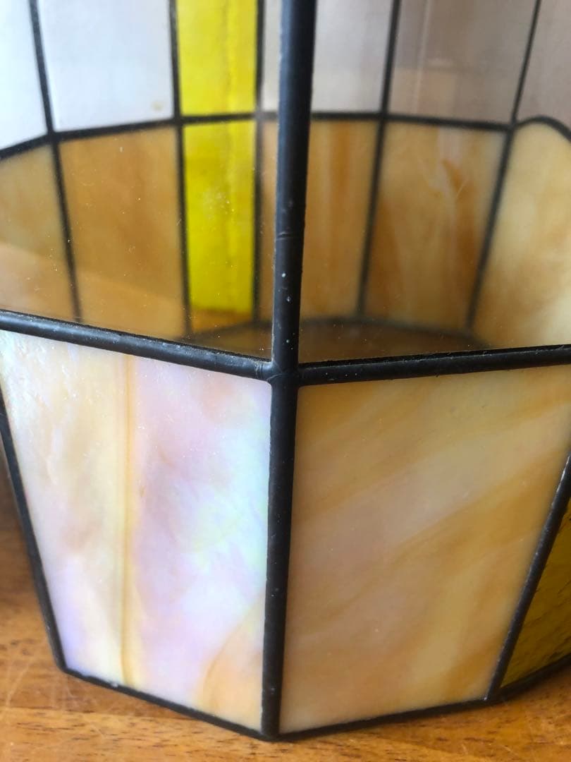 H ステンドグラス　ドーム型　鳥籠風　バードケース　アンティーク調　ガラスケース