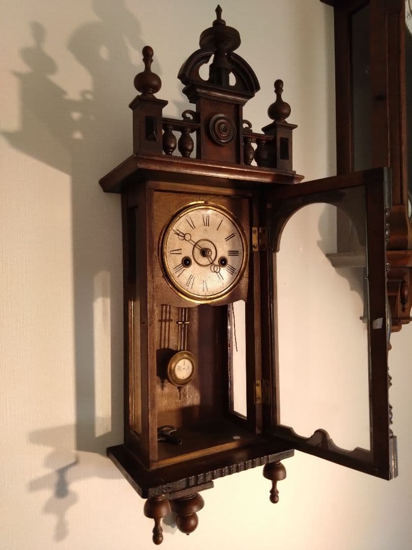 柱時計　ユンハンス　小型スリゲル　ゼンマイ　昭和レトロ　アンティーク　精工舎