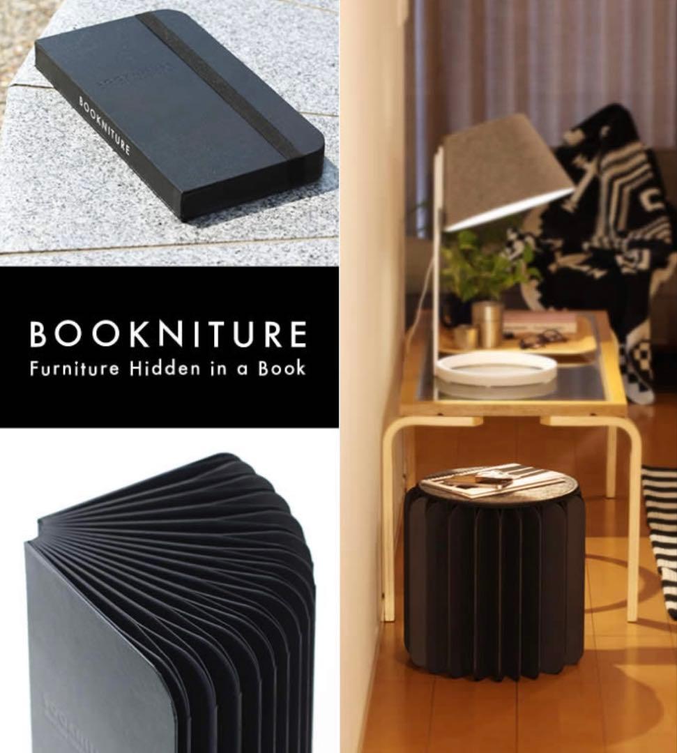 BOOKNITURE ブックニチュア 折りたたみ椅子 スツール レザーブラック黒