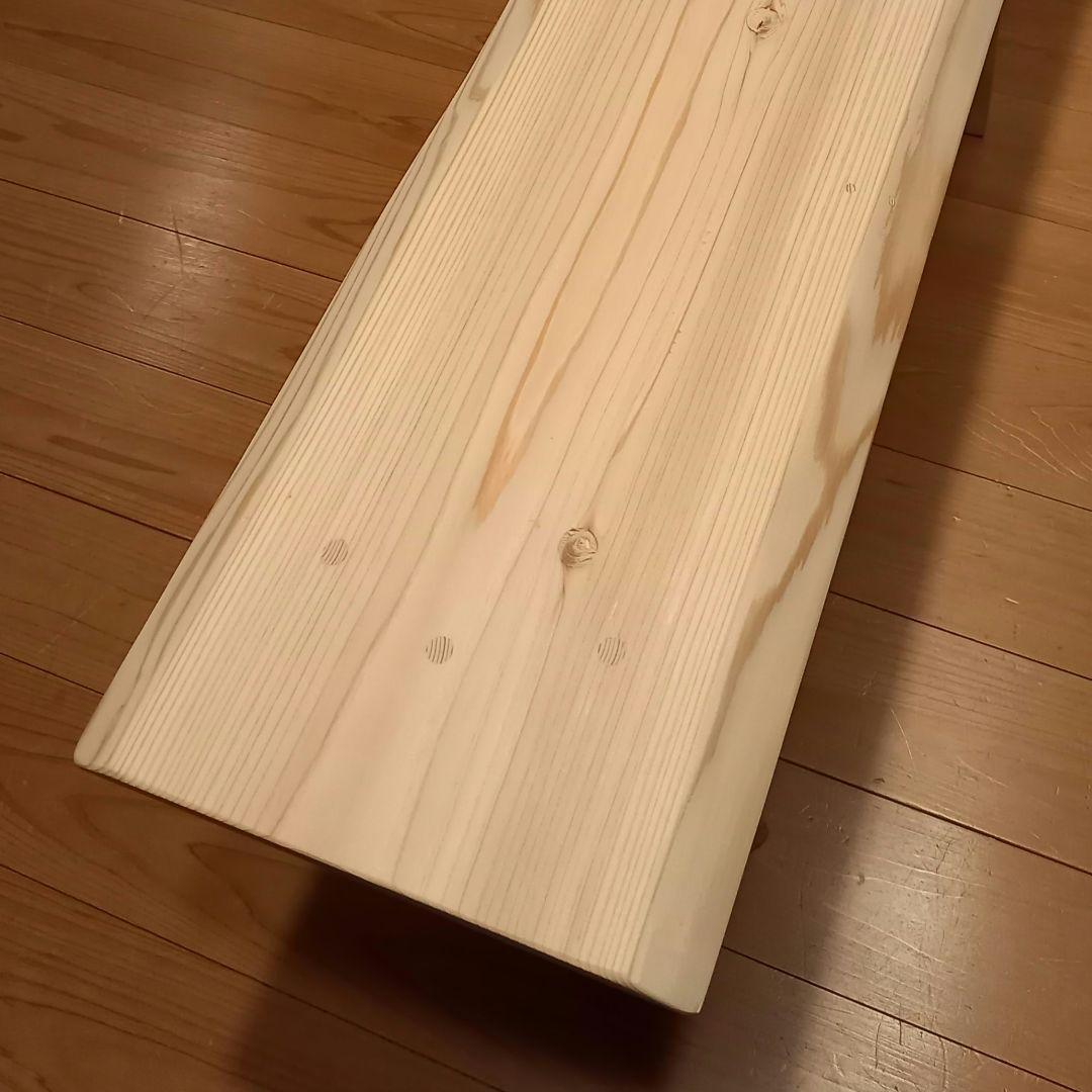 一点物　国産杉スツール、ベンチ　無垢一枚板&丸太半割りログ脚、湾曲枝部材使用