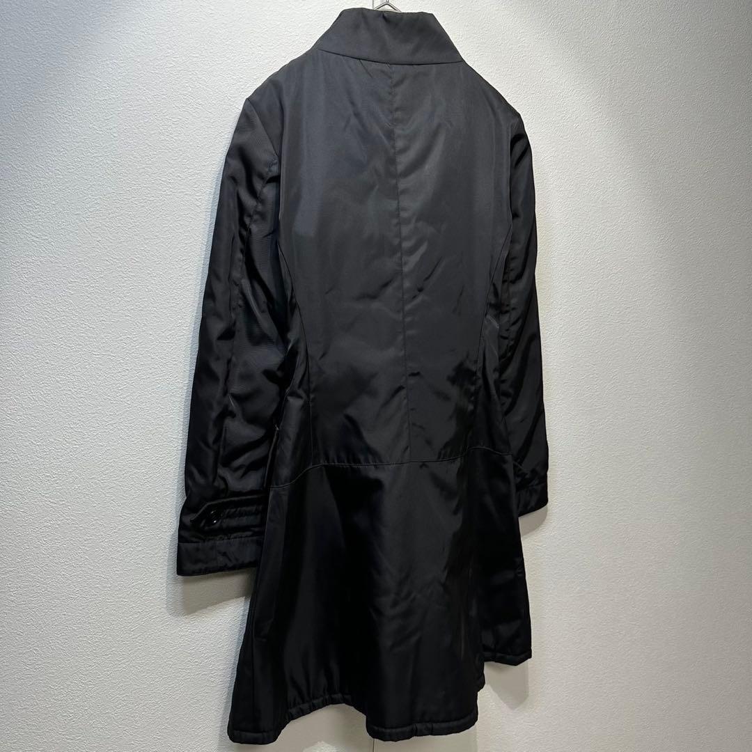希少 PRADA 上質 Aライン ダブルブレスト モックネック ナイロン コート