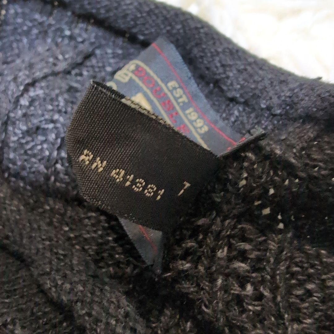 RRLダブルアールエルブラックインディゴ コットンケーブル編みロールネックニット