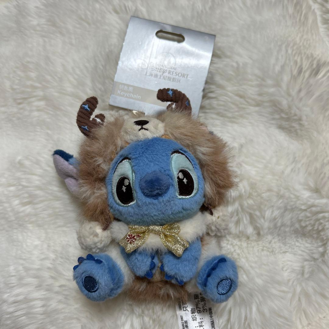 上海ディズニーランド　スティッチ　エンジェル　クリスマス　ペンギン　ぬいキー