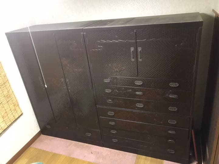 千葉県市原市手渡し可 鎌倉彫 洋箪笥 高さ181cm 幅120cm 奥行60cm