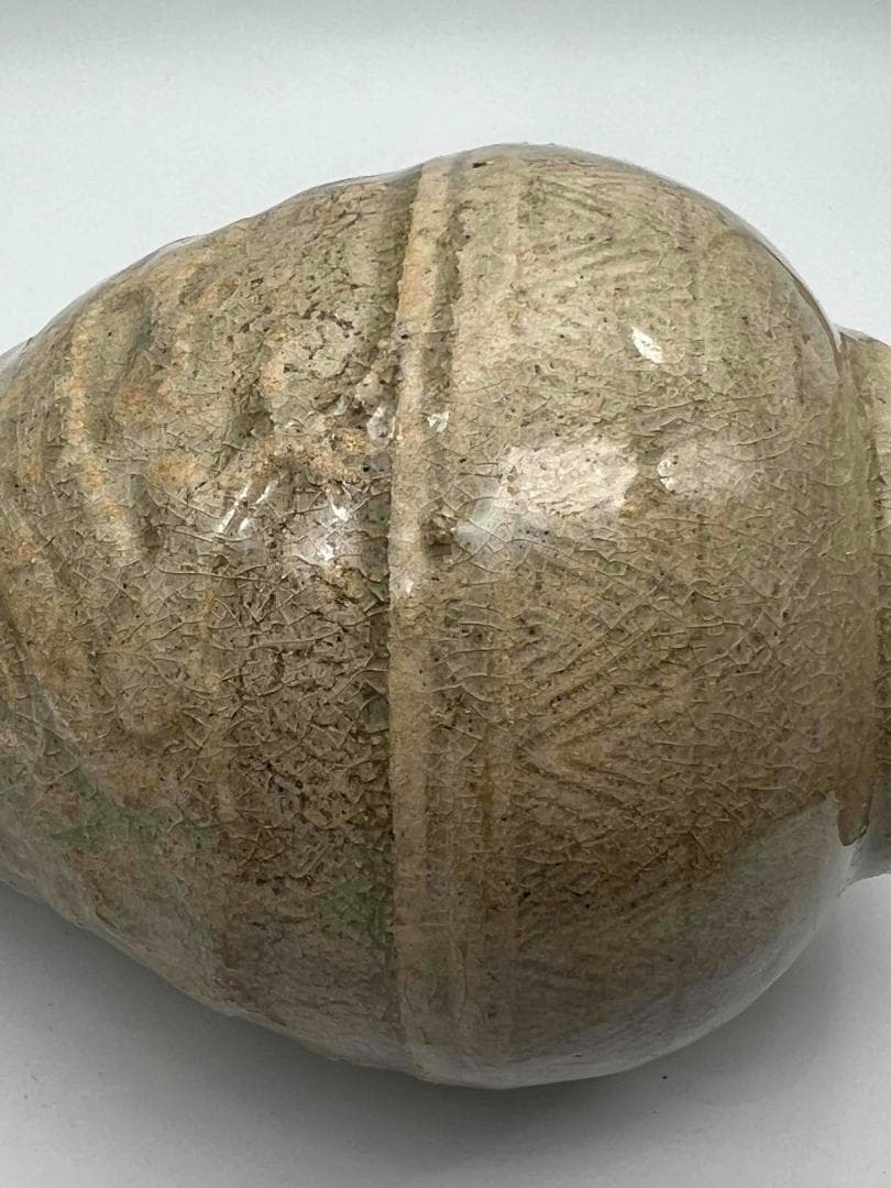 北宋時代　青白磁刻花龍文双耳瓶　景徳鎮　影青　唐物　古賞物(E-27)