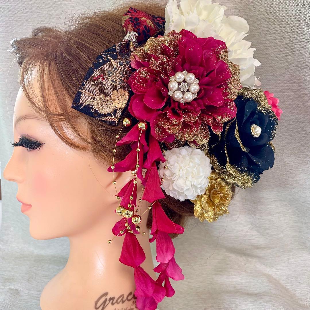 ピンク　和装髪飾り　振袖髪飾り　成人式髪飾り　色打掛髪飾り　結婚式髪飾り